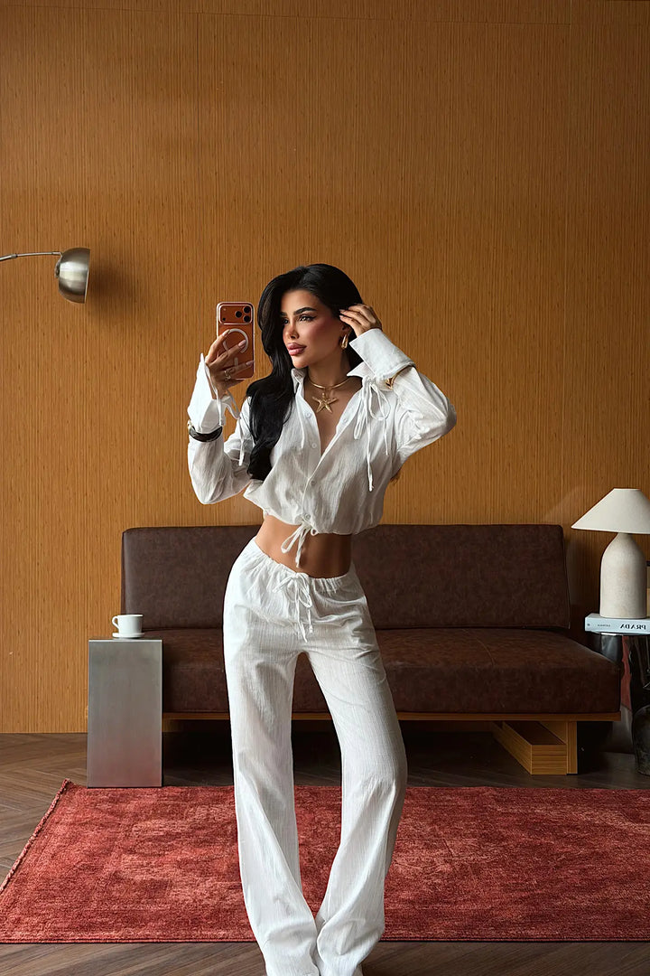 EYY Women White Shirt and Pants Set - Delray Beach