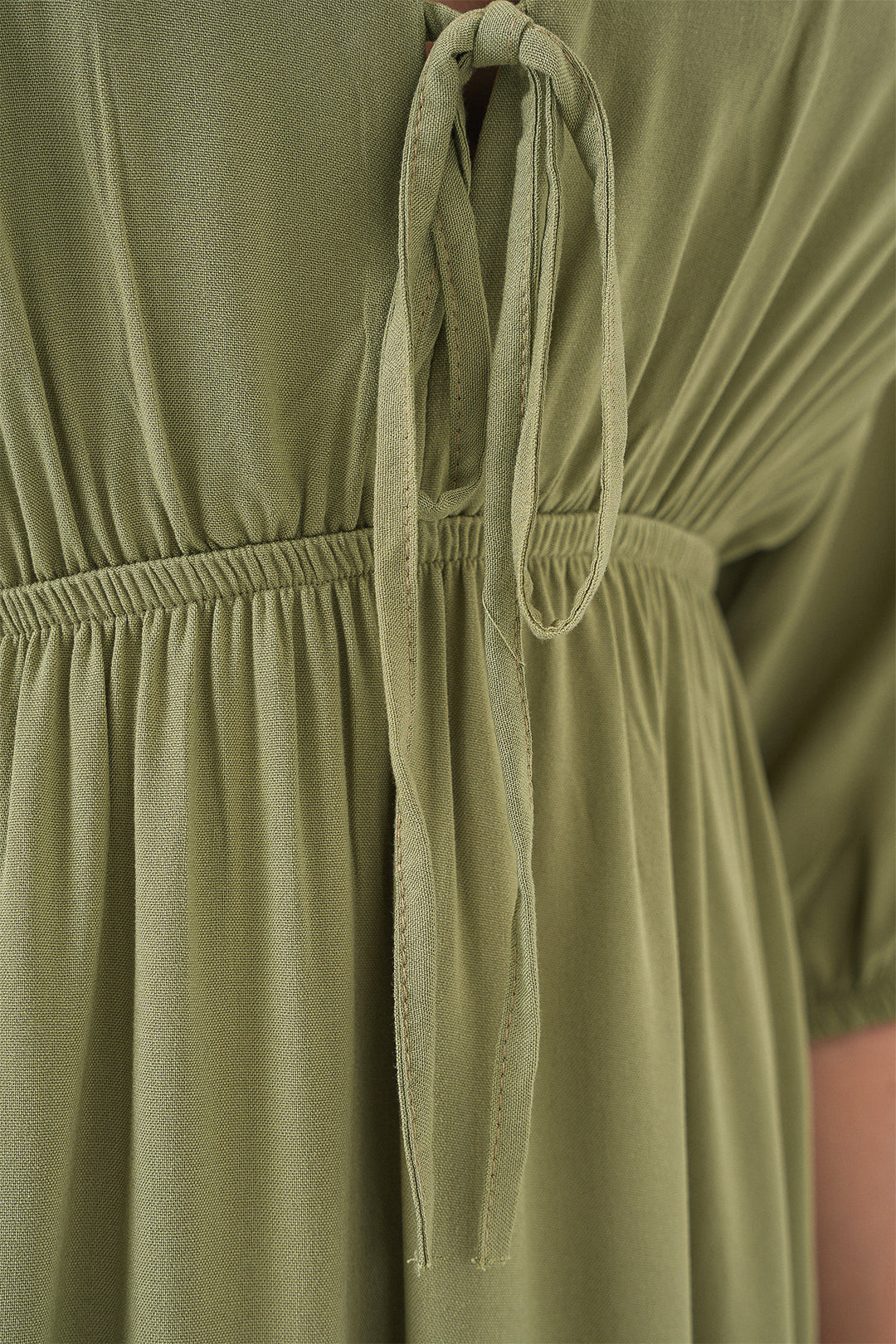 BGD Women Women's Waist Ruched V-Neck Dress - Çağla - Princeton