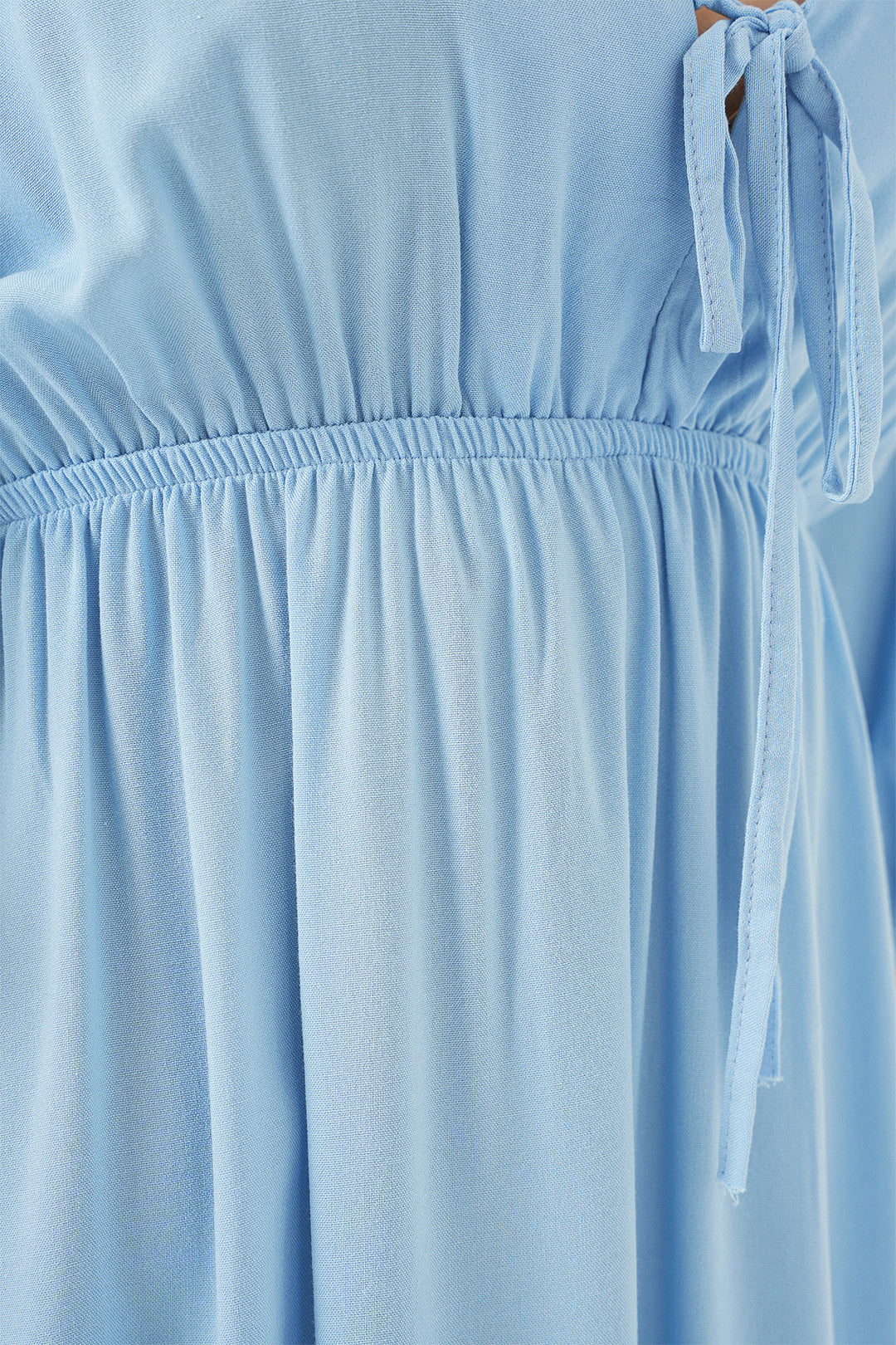 BGD Women Women's Cinched Waist V-Neck Dress - Blue - Iguala de la Independencia