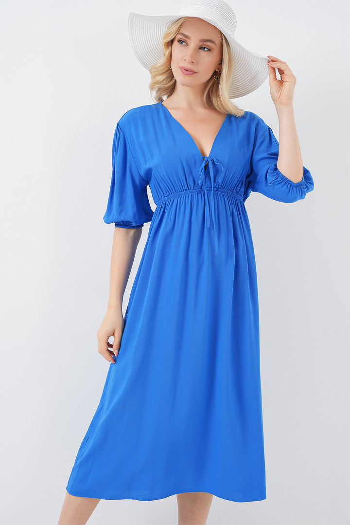 BGD Women Women's Waist Gathered V Neck Dress - Saks - Hastings