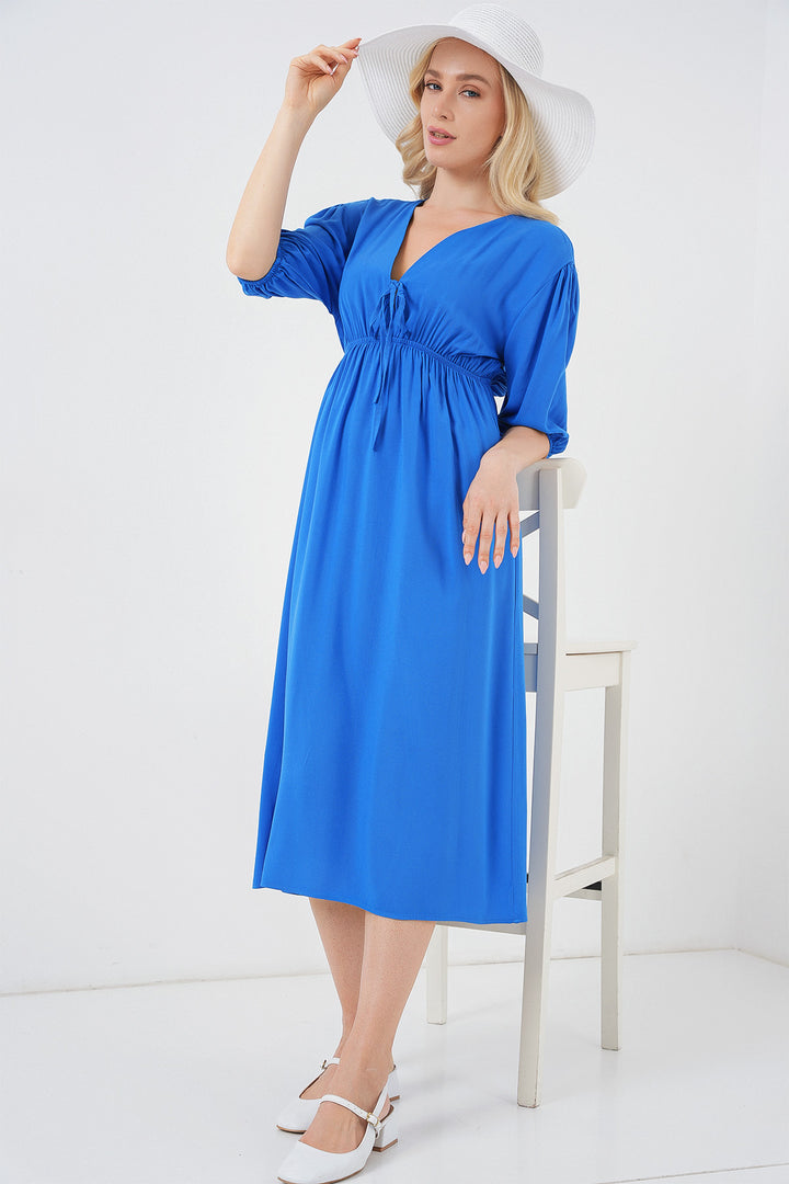 BGD Women Women's Waist Gathered V Neck Dress - Saks - Hastings