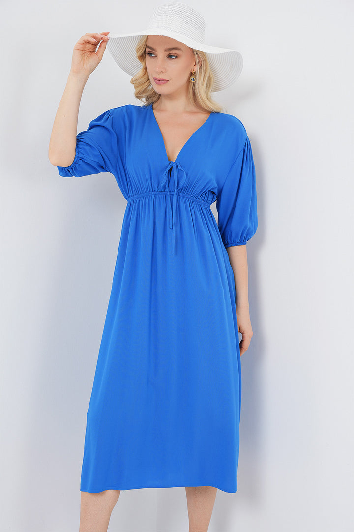BGD Women Women's Waist Gathered V Neck Dress - Saks - Hastings