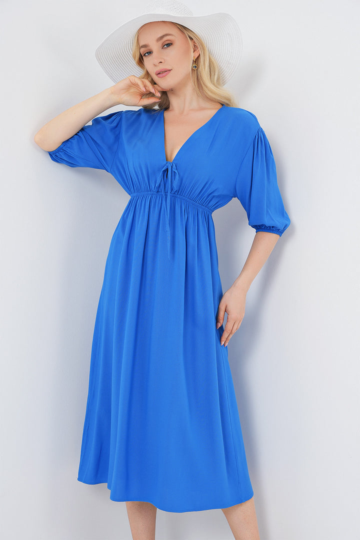 BGD Women Women's Waist Gathered V Neck Dress - Saks - Hastings