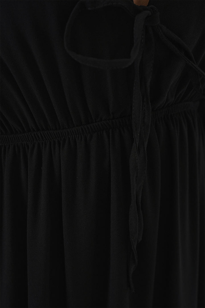 BGD Women Women's Cinched Waist V-Neck Dress - Black - Campi Bisenzio