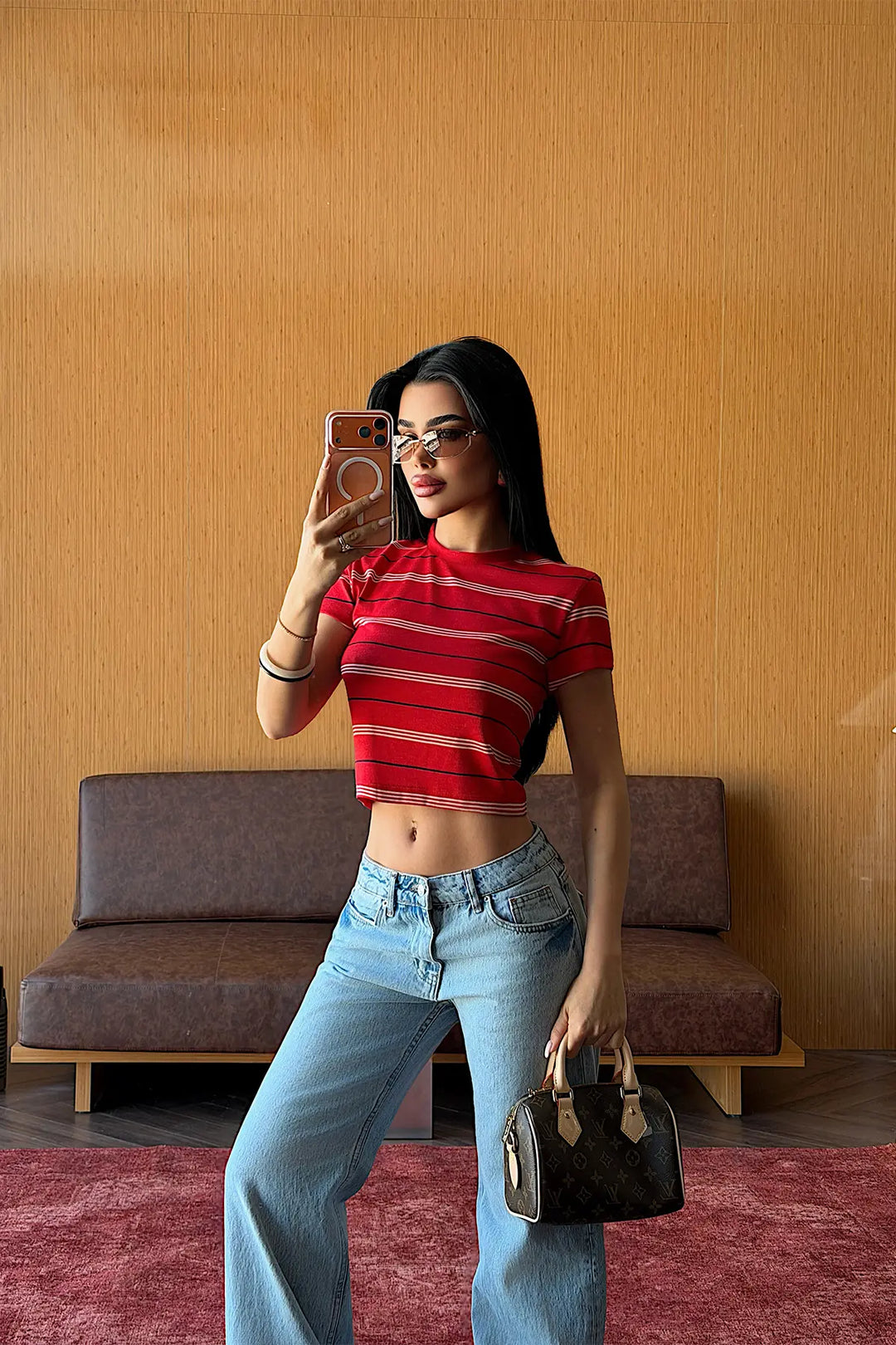 EYY Women Red Striped Crop Top - Palaiseau