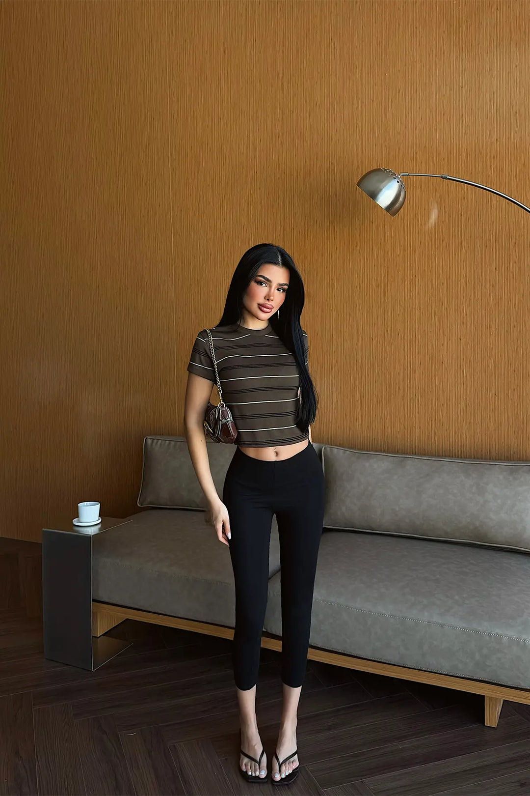 EYY Women Brown Striped Crop Top - El Pueblito