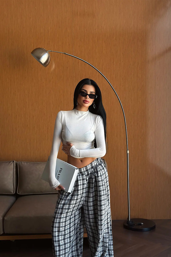 EYY Women White Long Sleeve Basic Blouse - Deer Park