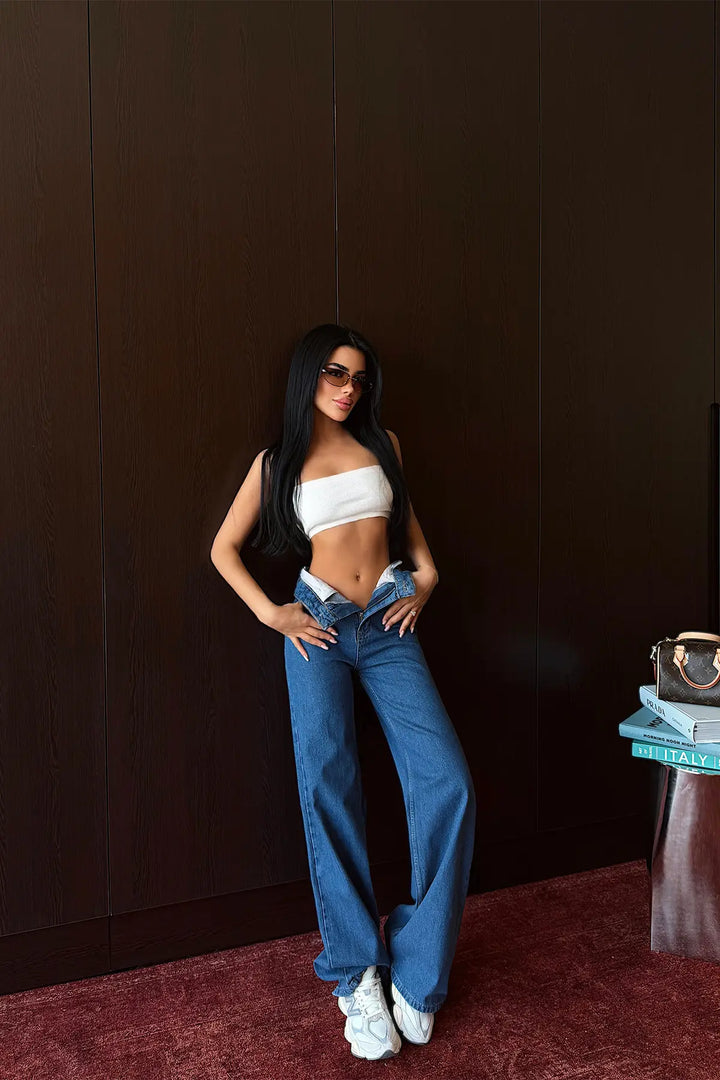 EYY Women Navy Blue High-Waisted Palazzo Pants - Argenteuil