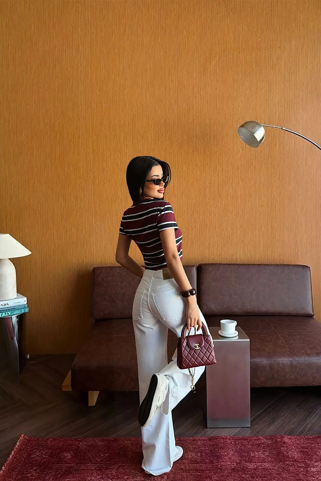 EYY Women Burgundy Striped Crop Top - Spruce Grove