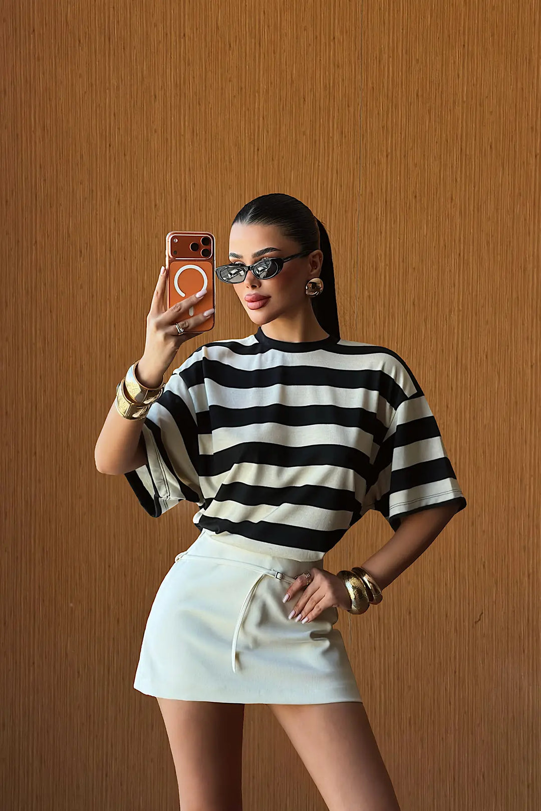 EYY Women Black Striped T-Shirt - Apache Junction