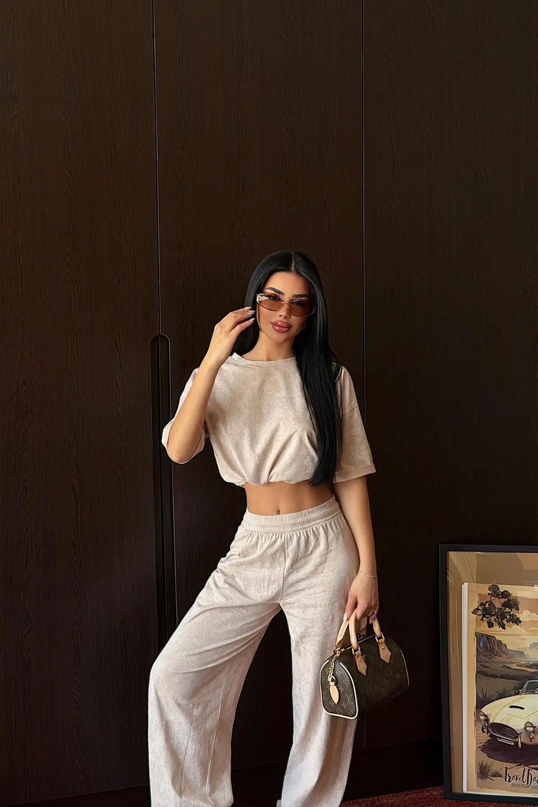 EYY Women Beige Batik Patterned Trouser Set - Jacksonville