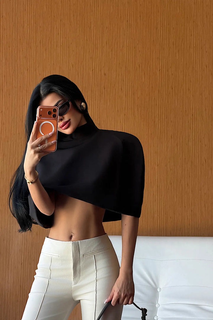 EYY Women Black Zipper Detail Crop Top - Lagos de Moreno