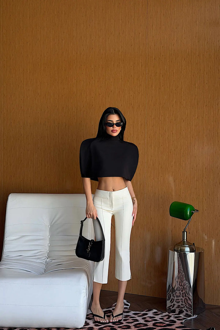 EYY Women Black Zipper Detail Crop Top - Lagos de Moreno