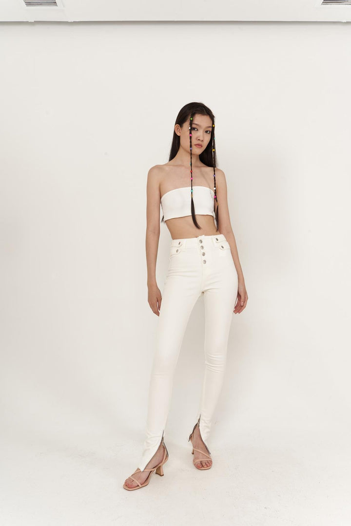HLLY Women Split Jean Pants White - Ludwigsburg
