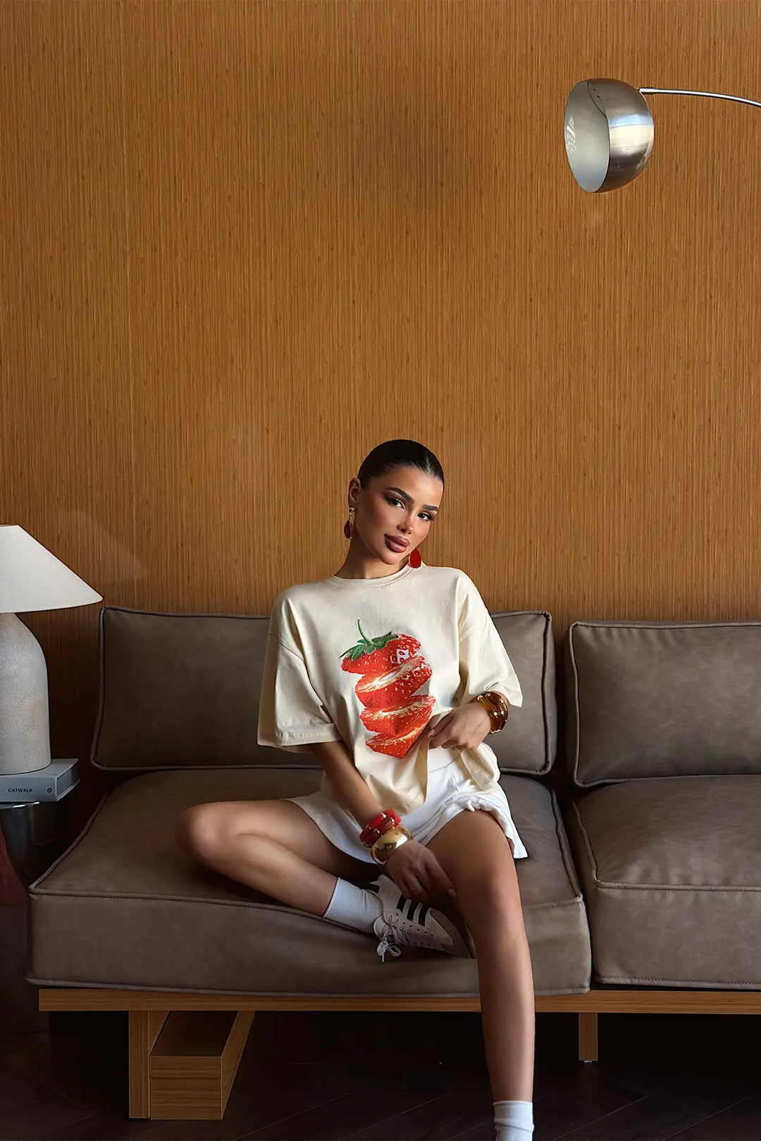 EYY Women Beige Strawberry Print T-shirt - Tyler