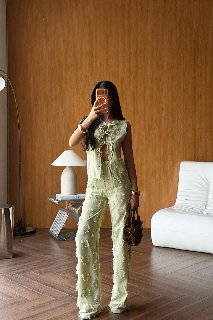 EYY Women Green Front Tie Pants Set - Juárez