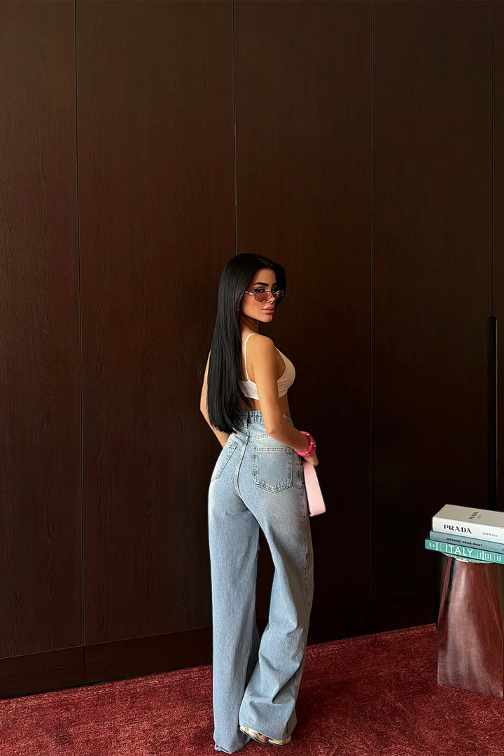 EYY Women Blue High-Waisted Palazzo Pants - Isla