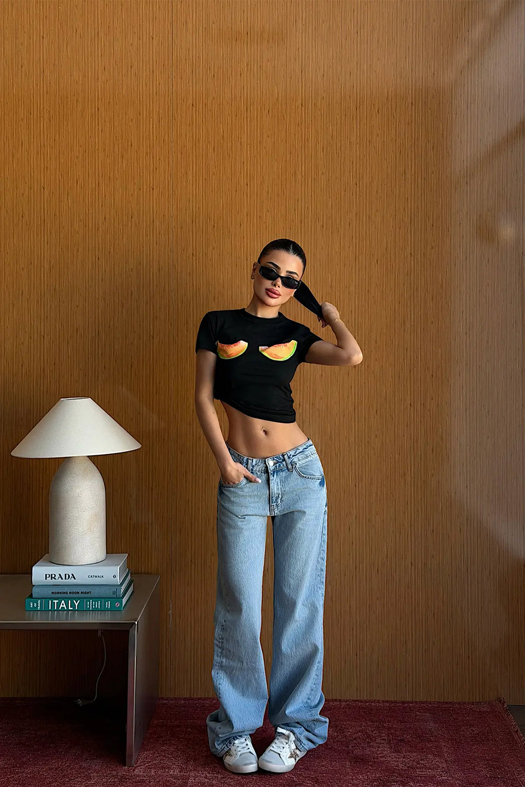 EYY Women Black T-shirt with Front Print - Viterbo
