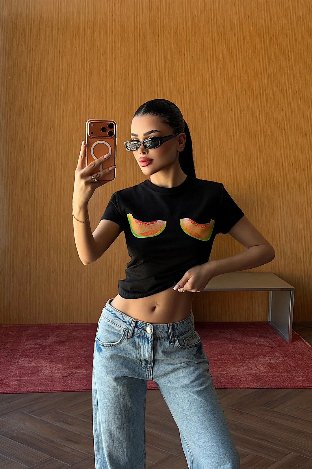 EYY Women Black T-shirt with Front Print - Viterbo