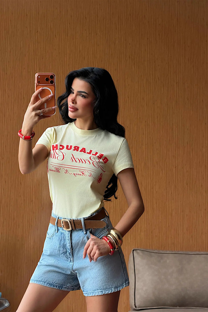 EYY Women Yellow T-shirt with Text on the Front - Cluj-Napoca