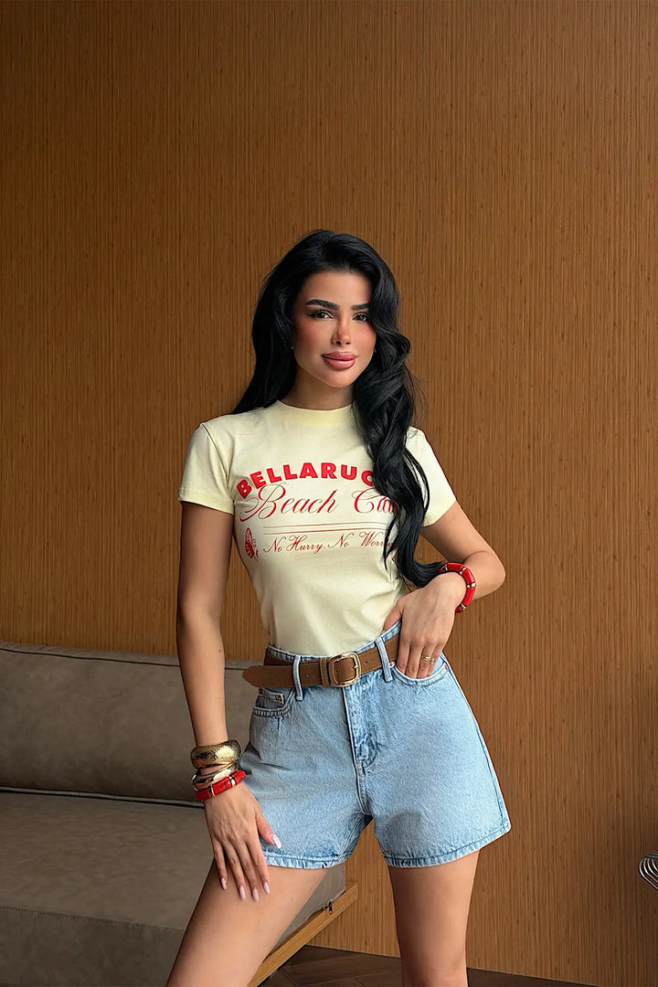 EYY Women Yellow T-shirt with Text on the Front - Cluj-Napoca