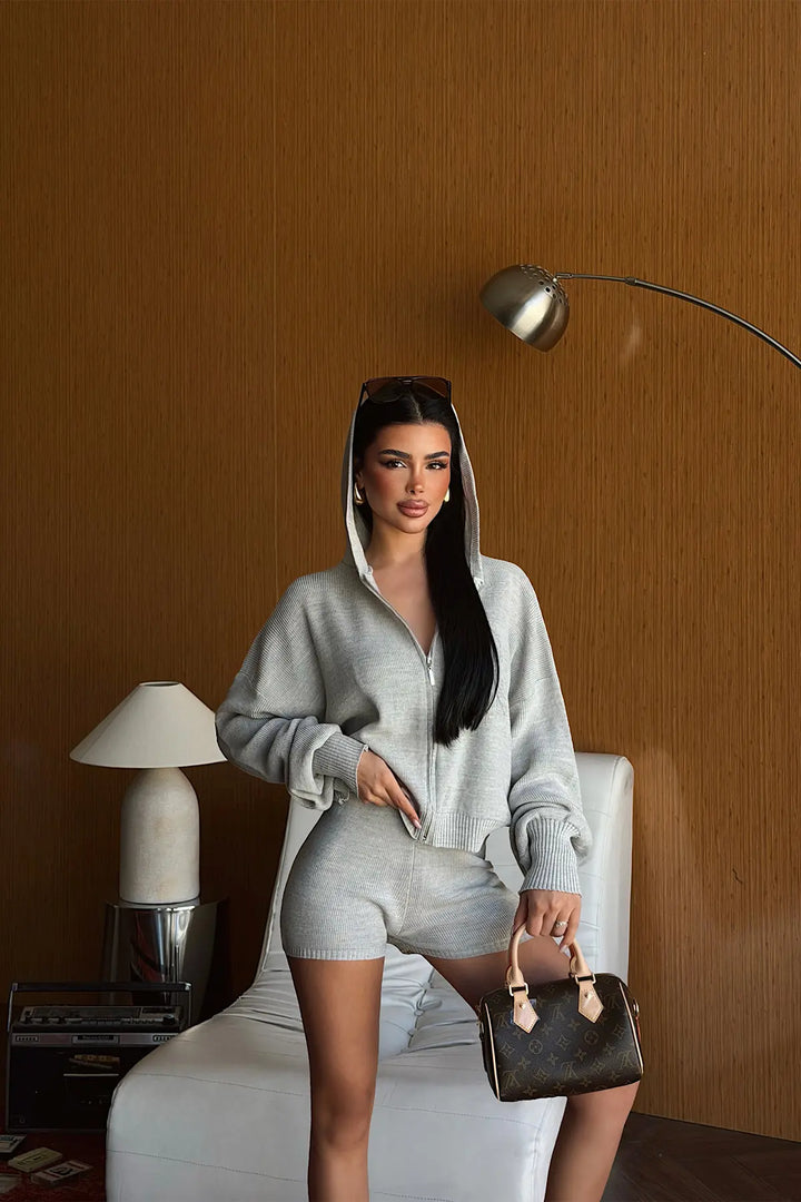 EYY Women Grey Shorts Set - West Babylon