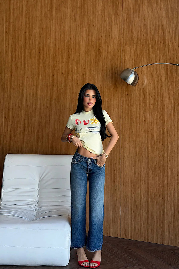 EYY Women Yellow Printed T-Shirt - Arecibo