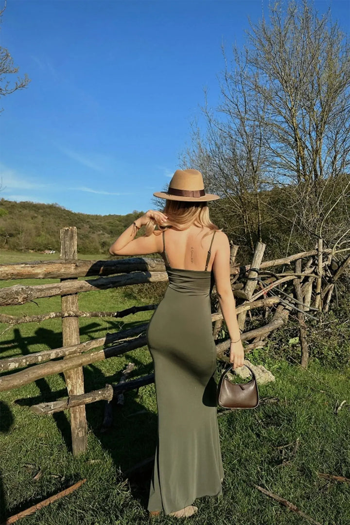 EYY Women Melita Khaki Strappy Maxi Dress - Carini