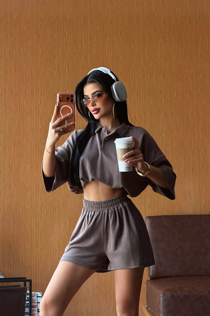 EYY Women Coffee Shorts Set - Maladzyechna