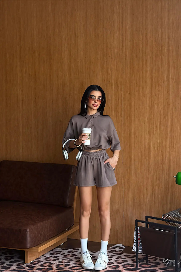 EYY Women Coffee Shorts Set - Maladzyechna