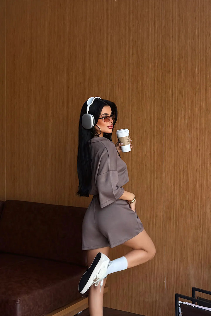 EYY Women Coffee Shorts Set - Maladzyechna