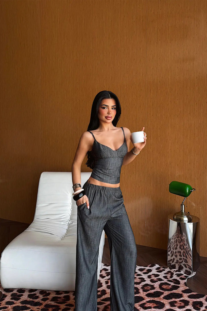 EYY Women Anthracite Strappy Pants Set - Frankston