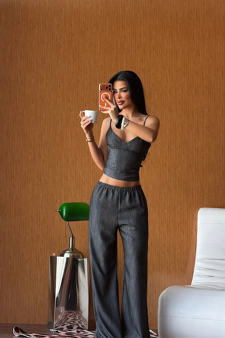 EYY Women Anthracite Strappy Pants Set - Frankston