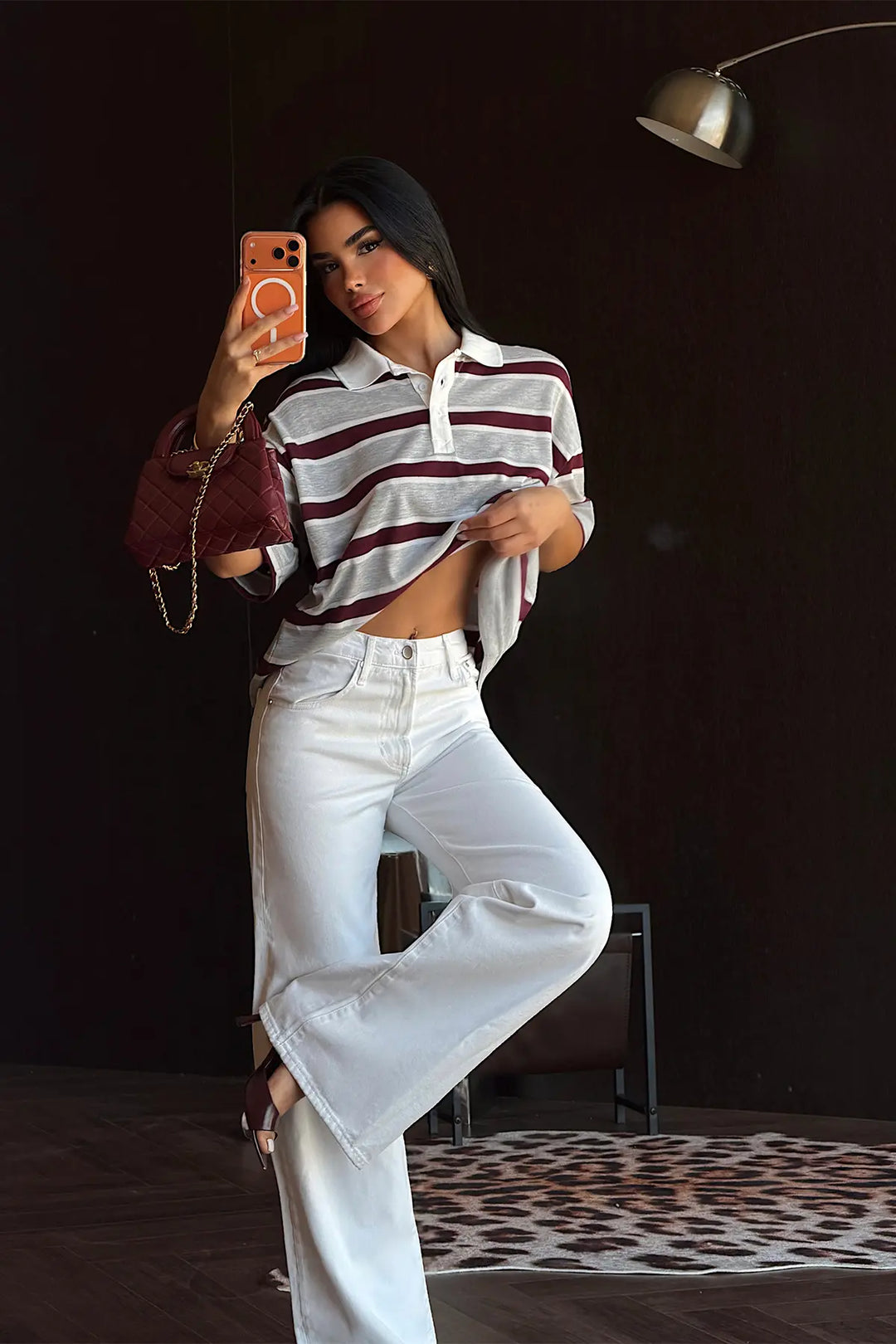 EYY Women Gray Striped T-Shirt - Vaslui