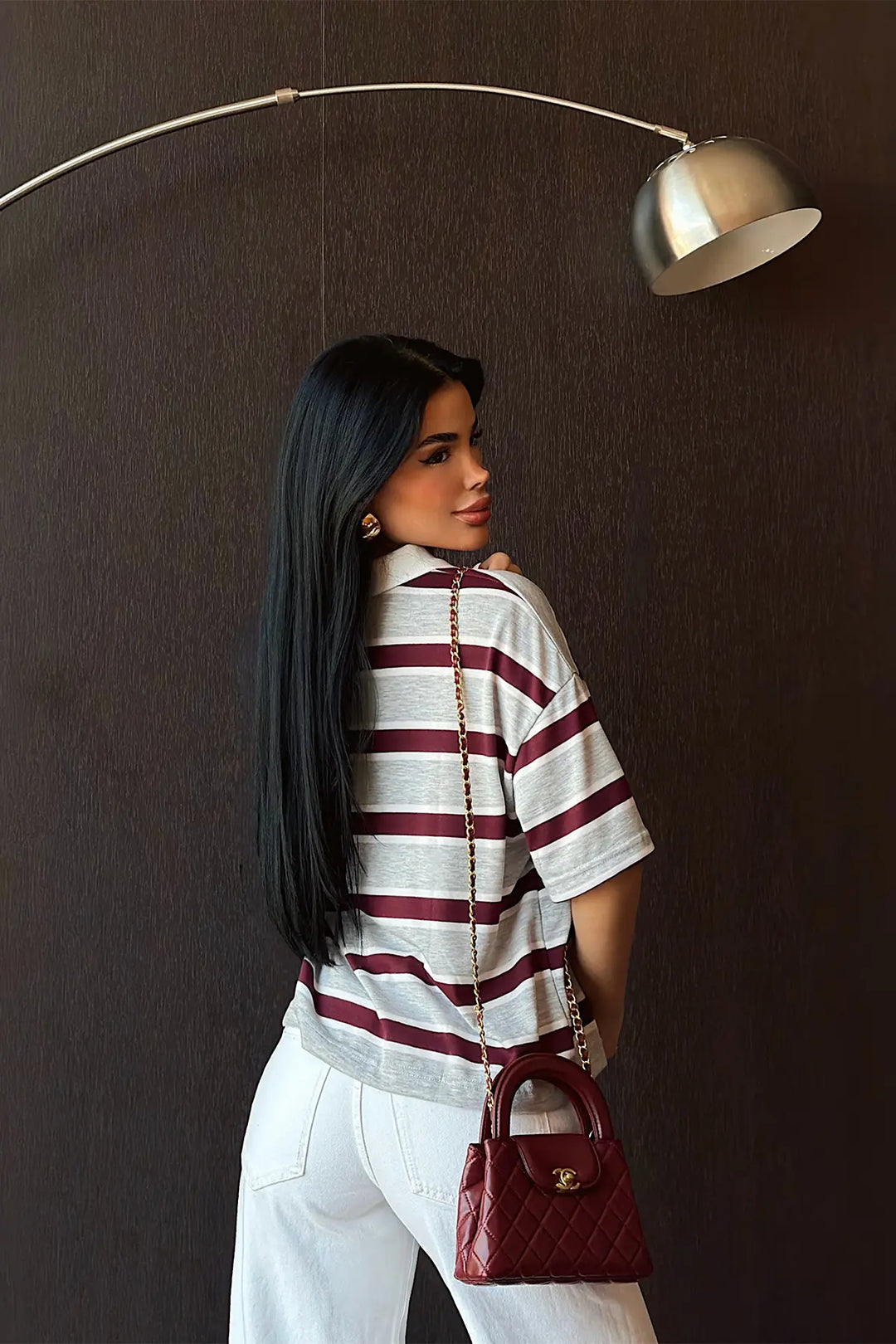 EYY Women Gray Striped T-Shirt - Vaslui