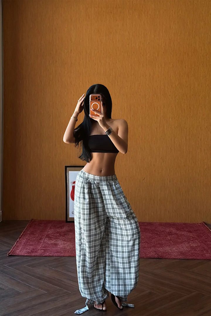 EYY Women White Plaid Trousers - Ciudad de Ceuta