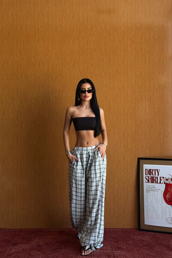 EYY Women White Plaid Trousers - Ciudad de Ceuta
