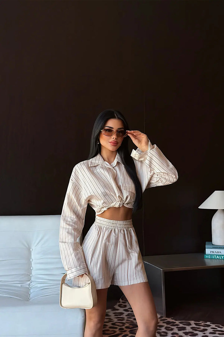 EYY Women Cream Shorts Set - Huauchinango