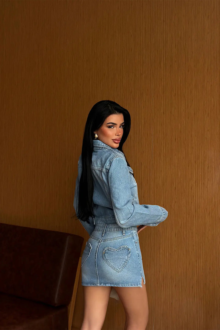 EYY Women Ice Blue Denim Skirt Set - Vénissieux