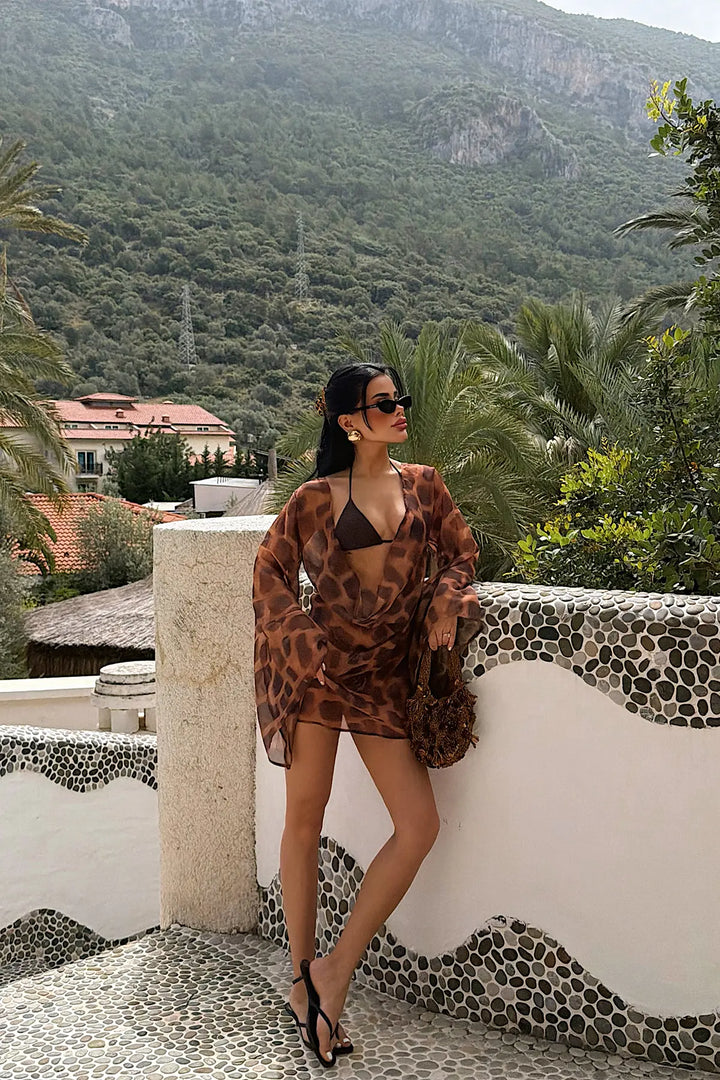 EYY Women Brown Leopard Print Dress - Peachtree Corners