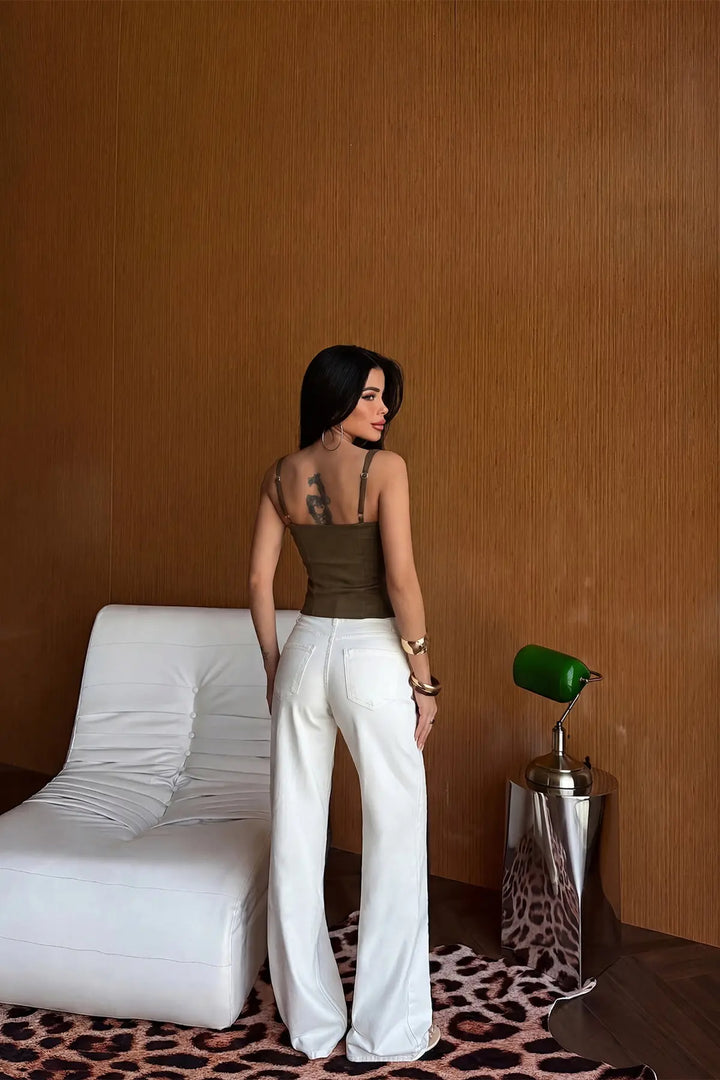 EYY Women Khaki Crop Top - Gennevilliers