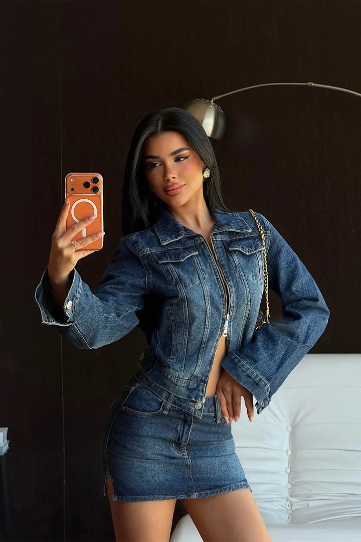 EYY Women Blue Denim Skirt Set - Brantford