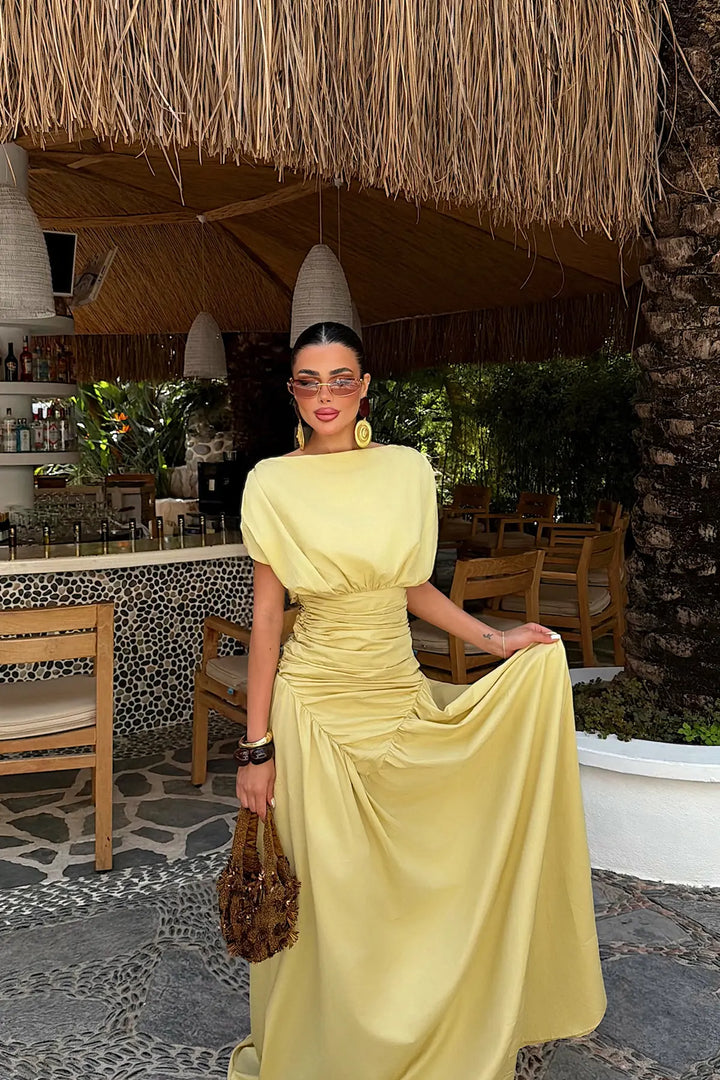 EYY Women Yellow Gathered Detail Dress - Álimos
