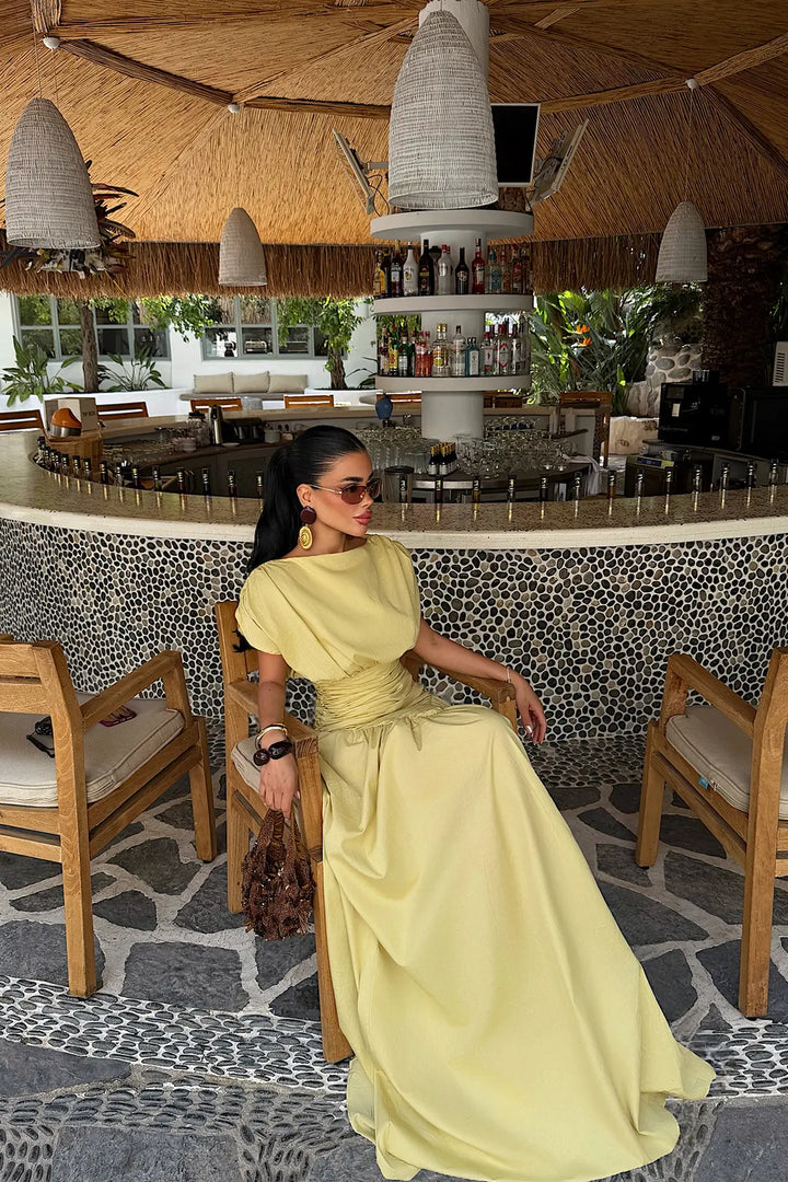 EYY Women Yellow Gathered Detail Dress - Álimos