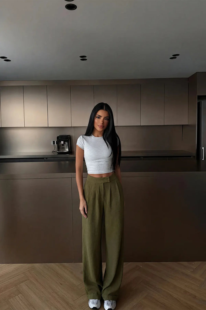 EYY Women Green High-Waisted Palazzo Pants - Pensacola