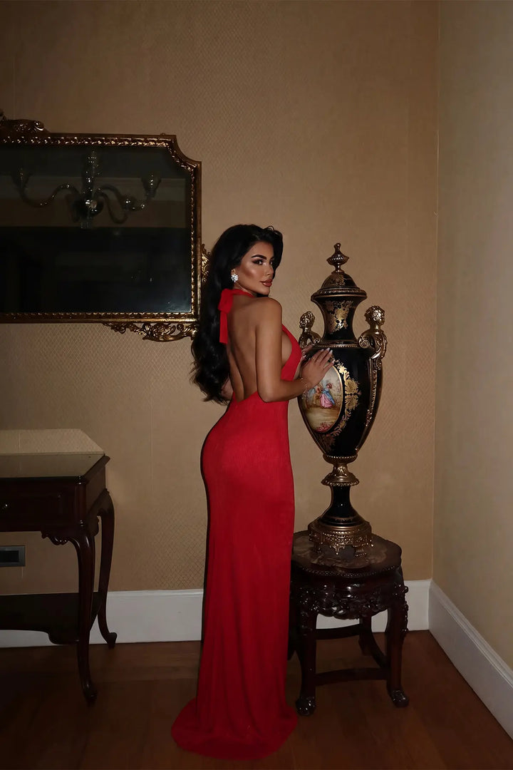 EYY Women Red Dress with Back Detail - Seattle