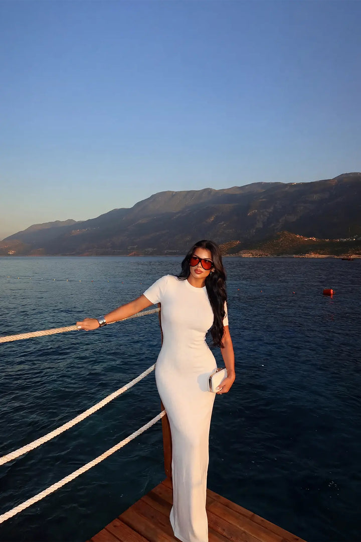 EYY Women White Knitted Long Dress - Chieti