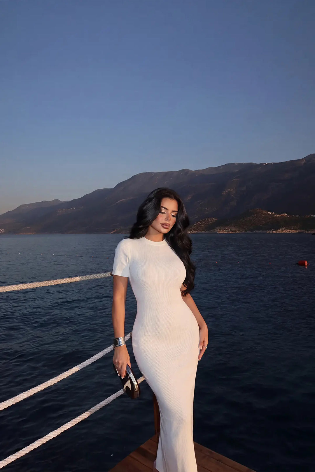 EYY Women White Knitted Long Dress - Chieti