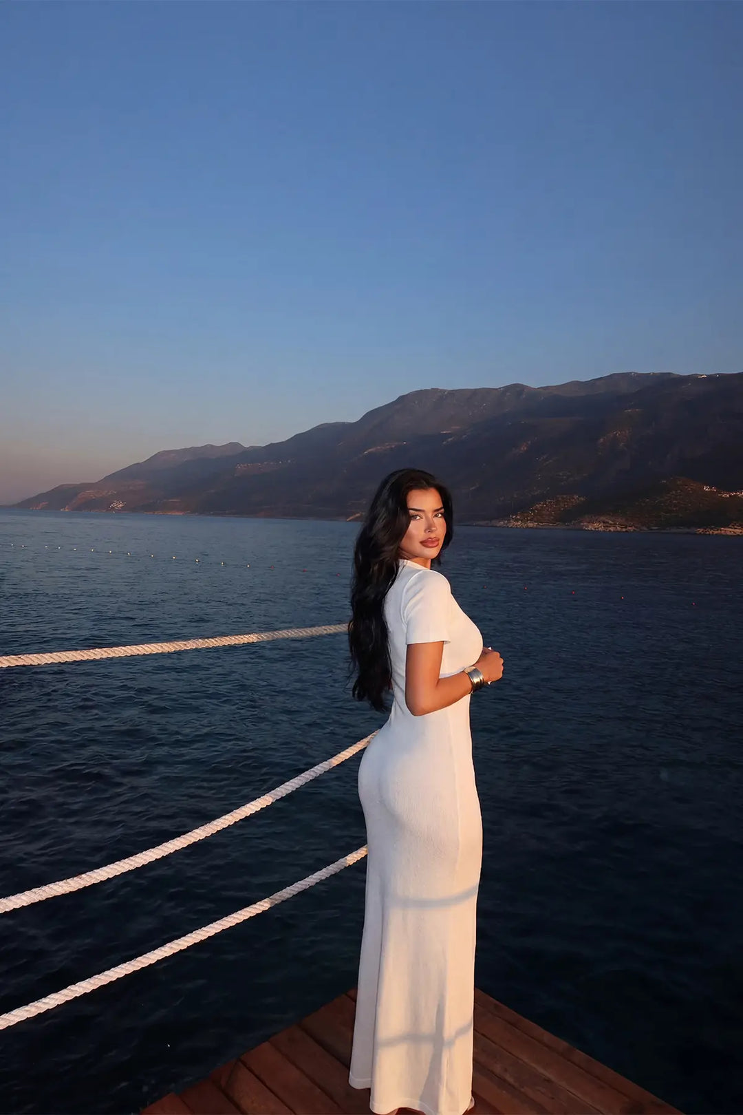 EYY Women White Knitted Long Dress - Chieti