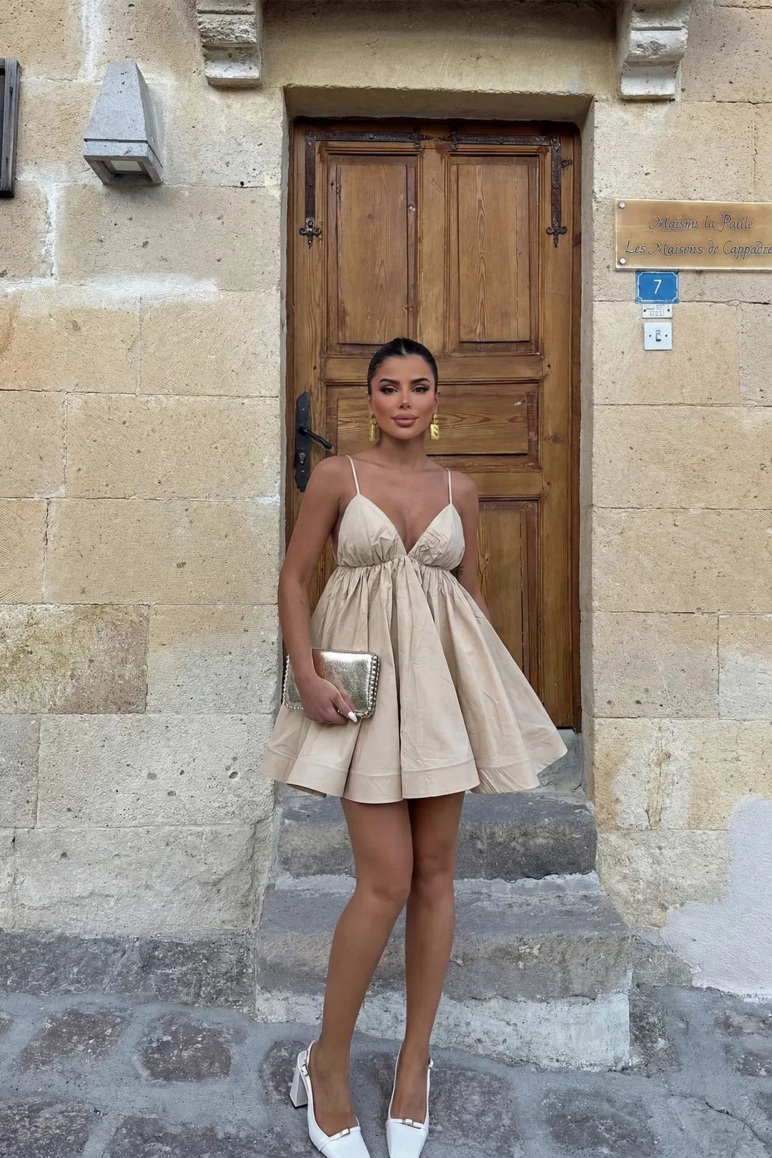 EYY Women Cream Strappy Mini Dress - Lees Summit